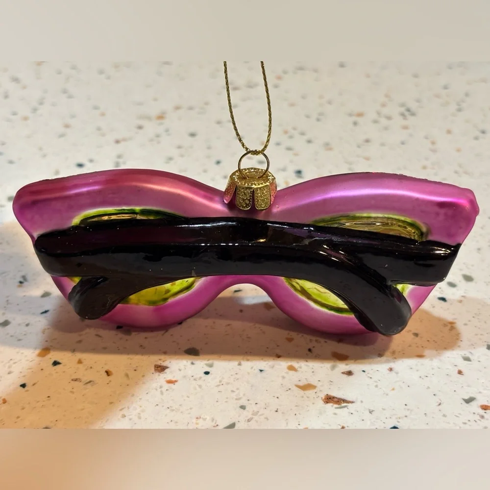 Vintage Pink Cat-Eye‎ Glasses Ornament Retro Glam, Sparkly, Christmas Decor